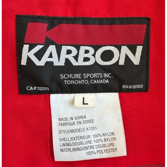 Karbon Ski Jacket Snowboard VTG‎ White Red Insulted Outdoor Nylon Men's Large - Picture 3 of 7
